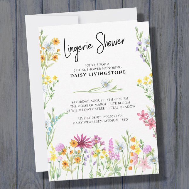 Wildflower Meadow Pretty Floral Lingerie Shower Invitation (Creator Uploaded)