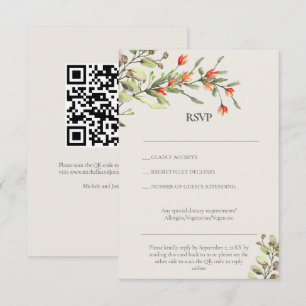 Wildflower Meadow QR Code Wedding RSVP Response Invitation