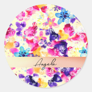 Wildflower Meadow Shabby Flowers Classic Round Sticker