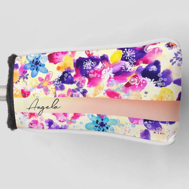 Wildflower Meadow Shabby Flowers Golf Head Cover (Front)