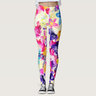 Wildflower Meadow Shabby Flowers Leggings