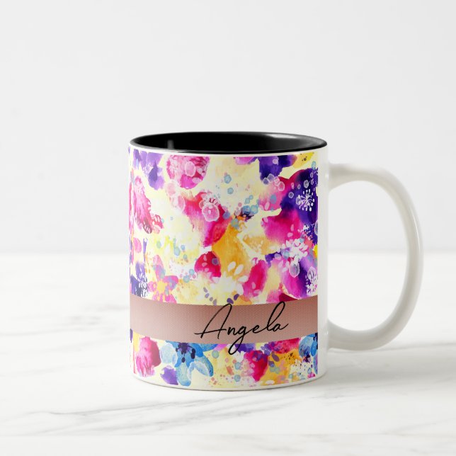 Wildflower Meadow Shabby Flowers Two-Tone Coffee Mug (Right)