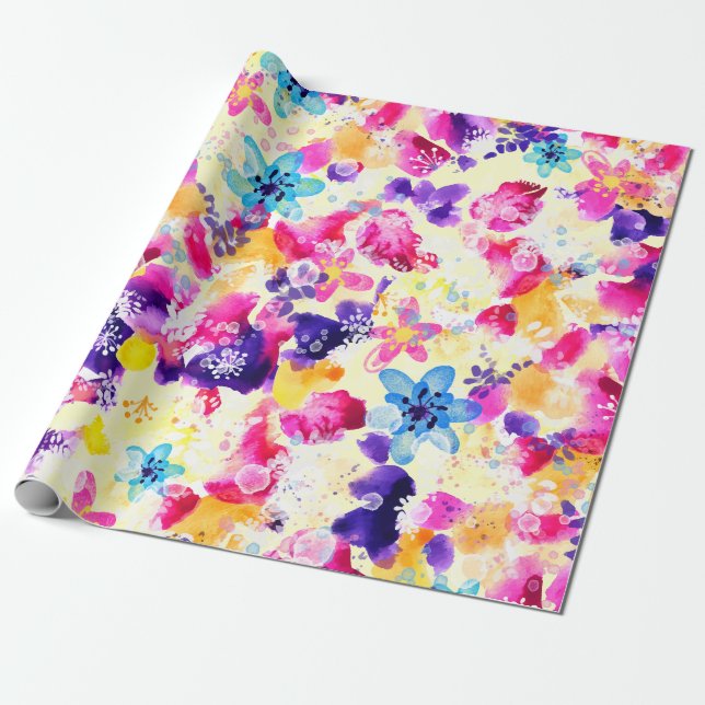 Wildflower Meadow Shabby Flowers Wrapping Paper (Unrolled)