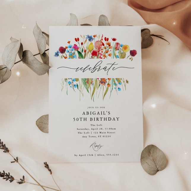 Wildflower Meadow Split Frame Celebrate Invitation (Creator Uploaded)