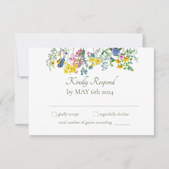 Wildflower Meadow Spring Floral Colourful RSVP Card (Front)