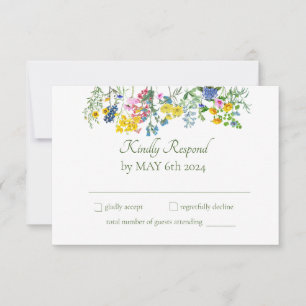 Wildflower Meadow Spring Floral Colourful RSVP Card