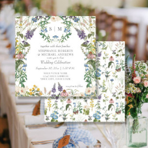 Wildflower Meadow Spring Floral Colourful Wedding Invitation