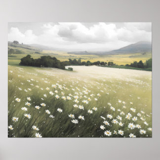 Wildflower meadow spring flower painting poster