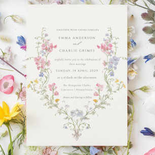 Wildflower Meadow Spring Summer Botanical Wedding Invitation