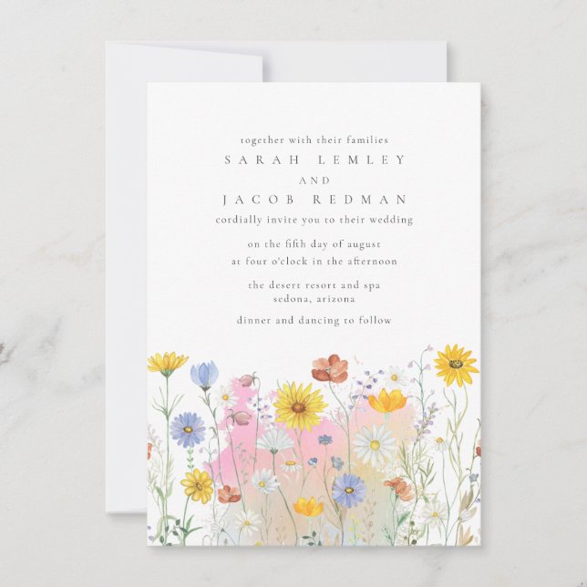Wildflower Meadow Spring Summer Wedding Invitation (Front)