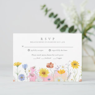 Wildflower Meadow Spring Summer Wedding RSVP Card