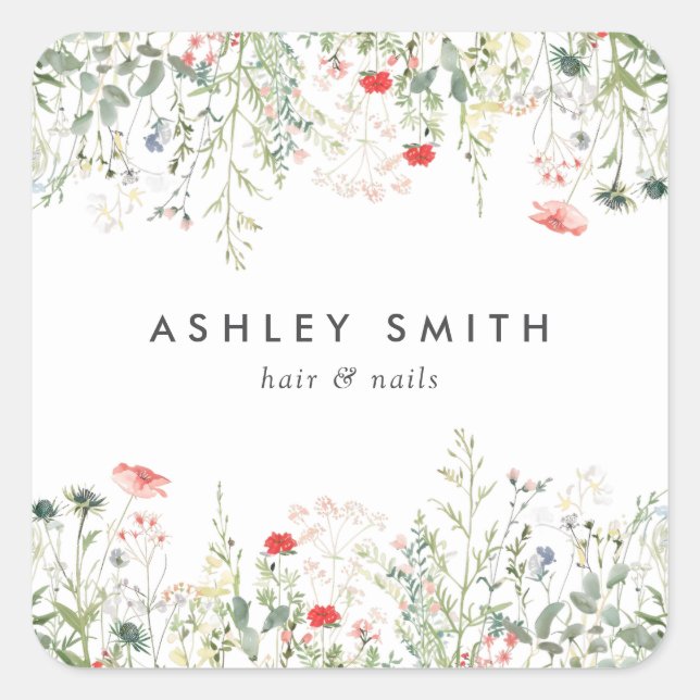 Wildflower Meadow Square Sticker (Front)