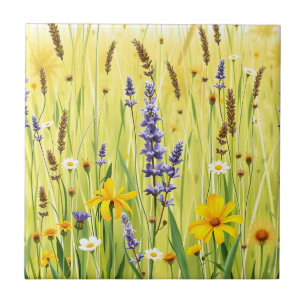 Wildflower Meadow Summer Pattern Ceramic Tile