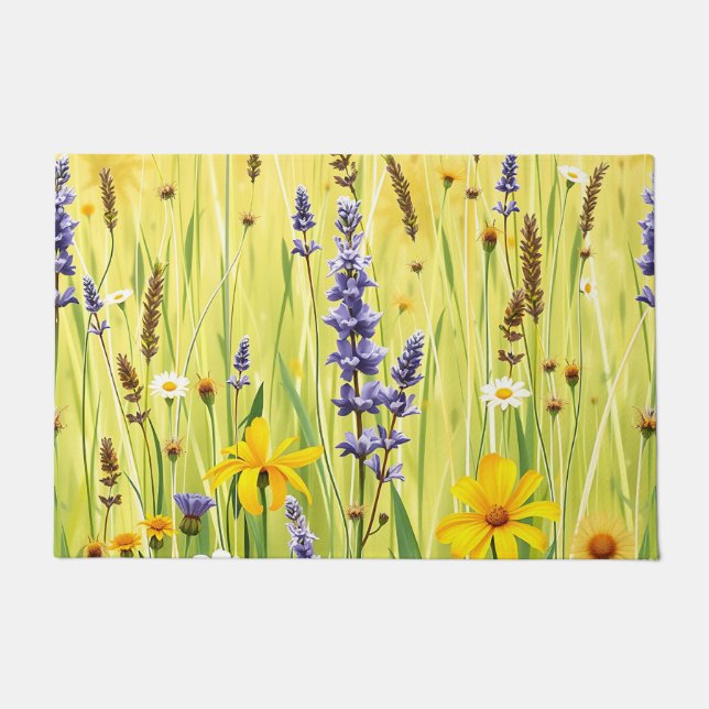 Wildflower Meadow Summer Pattern Doormat (Front)