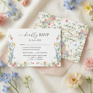 Wildflower Meadow Summer Wedding RSVP Card