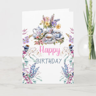 Wildflower Meadow Tea cup Tea pot Card