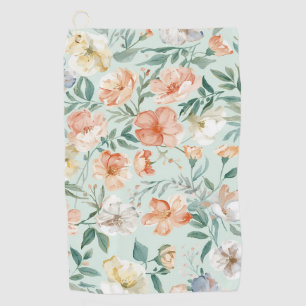 Wildflower Meadow Watercolor Blue Floral Pattern Golf Towel