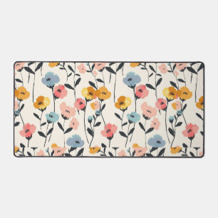 wildflower meadow,watercolor boho wild flowers,pre desk mat