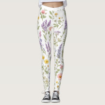 Wildflower Meadow Watercolor Floral Leggings