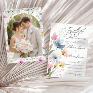 Wildflower Meadow Watercolor Wedding Invitation