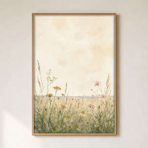 Wildflower Meadow Watercolour Cottagecore Poster