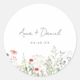 Wildflower Meadow Wedding Classic Round Sticker