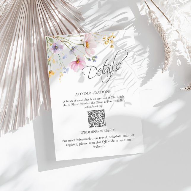 Wildflower Meadow Wedding Details QR Code Card (Creator Uploaded)