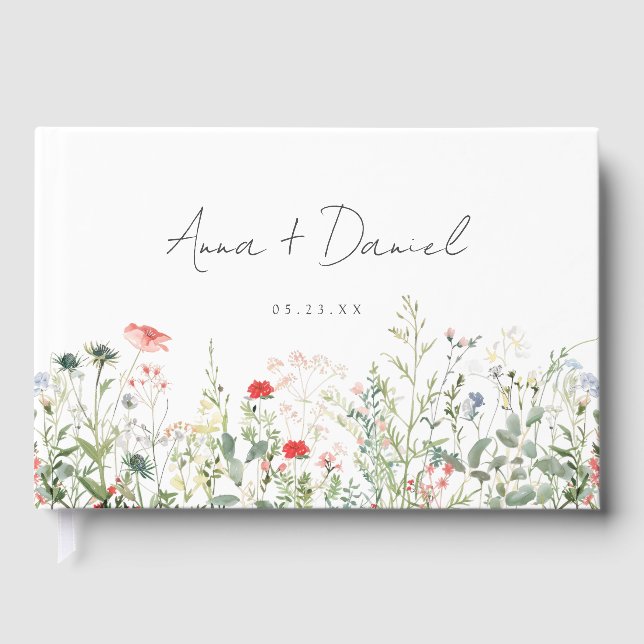Wildflower Meadow Wedding Guest Book (Front)