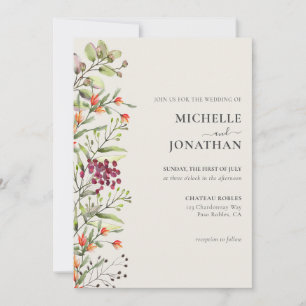 Wildflower Meadow Wedding Invitation - Ecru