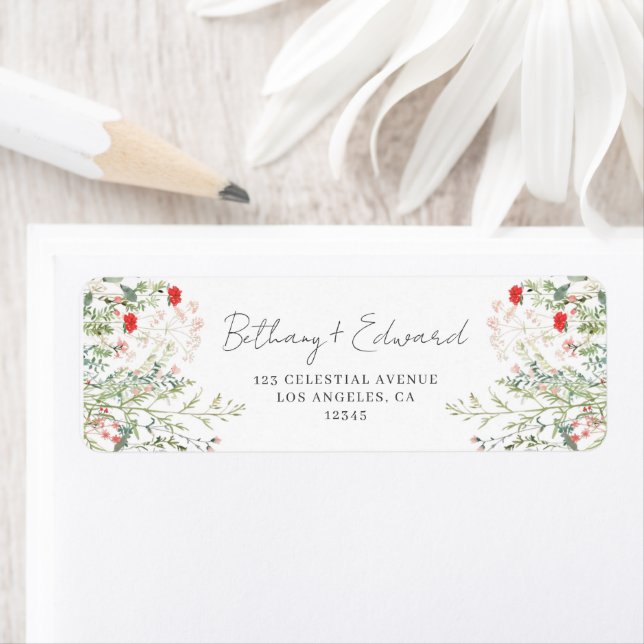 Wildflower Meadow Wedding Return Address Label (Insitu)