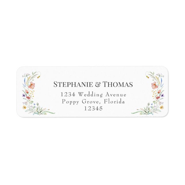 Wildflower Meadow Wedding Return Address Label (Front)