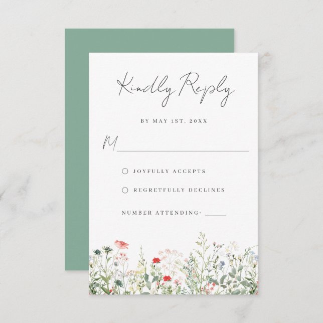 Wildflower Meadow Wedding RSVP Card (Front/Back)