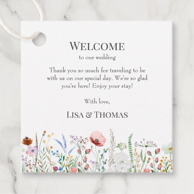 Wildflower Meadow Wedding Welcome Gift Tag (Front)