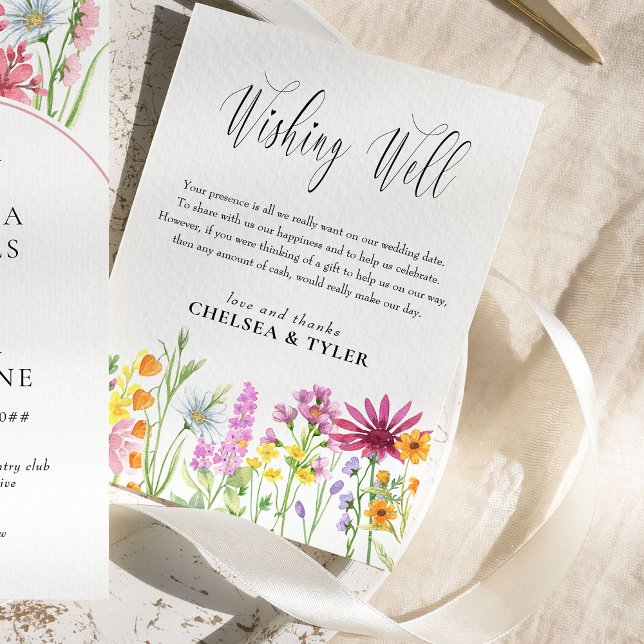 Wildflower Meadow Wedding Wishing Well Poem Enclosure Card (Wishing Well enclosure card with editable poem, from my Wildflower Meadow wedding collection)