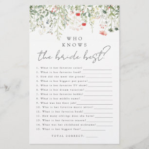 Wildflower Meadow Who Knows the Bride Best Game