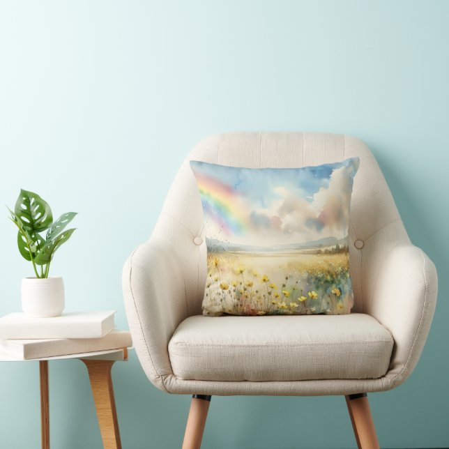 Wildflower Meadow With a Rainbow Cushion (Chair)