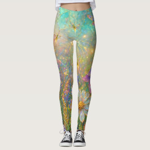 Wildflower Meadow with Glowing Dragonflies Leggings