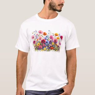 Wildflower Meadow with natural watercolor blooms T-Shirt