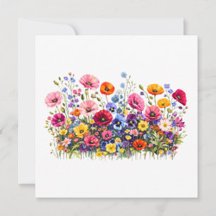 Wildflower Meadow with natural watercolor blooms Thank You Card