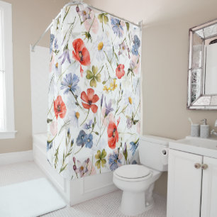 WIldflower Meadow With Poppies Shower Curtain