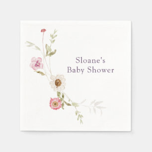Wildflower Meadow Wreath Baby Shower Napkin