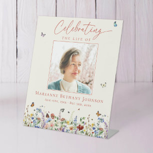 Wildflower Memorial Funeral  Pedestal Sign