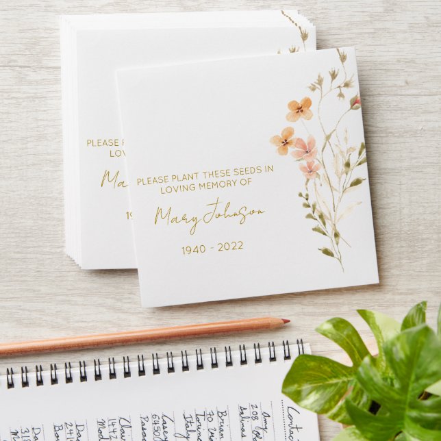 Wildflower Memorial Funeral Seed Envelope (Stacked)