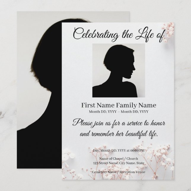 Wildflower memorial invitation (Front/Back)
