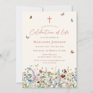 Wildflower Memorial Service Celebration of Life Invitation