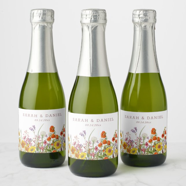 Wildflower Mini Sparkling Wine Bottle Labels (Bottles)