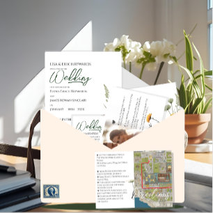 Wildflower Minimal 50 guests DIY Budget Wedding Tri-Fold Invitation
