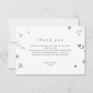 Wildflower Minimal Floral  Thank You Card