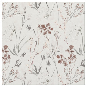 Wildflower minimalist elegant leaves soft floral  fabric