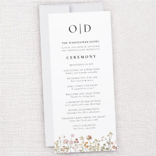 Wildflower Minimalist Typography Wedding Program
